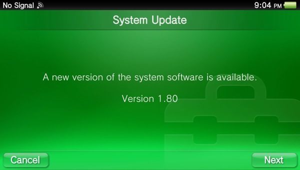 Sony PlayStation VIta 1.80 Firmware Update