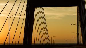 Abstract view of the Africatown Cochrane Bridge in Mobile, Alabama 36603