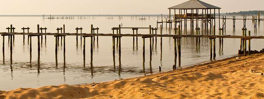 View of mobile bay from daphne, alabama at mayday pier in 36526.